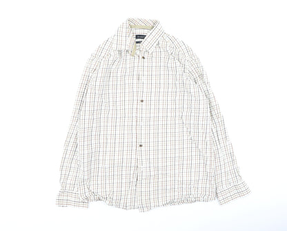 Double TWO Mens Beige Plaid Cotton  Polo Size 40 Collared