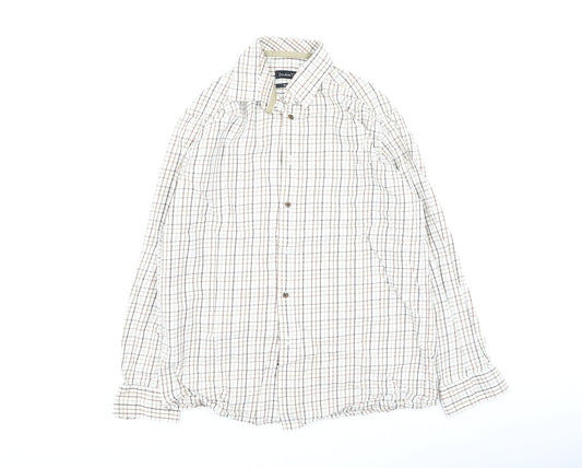 Double TWO Mens Beige Plaid Cotton  Polo Size 40 Collared