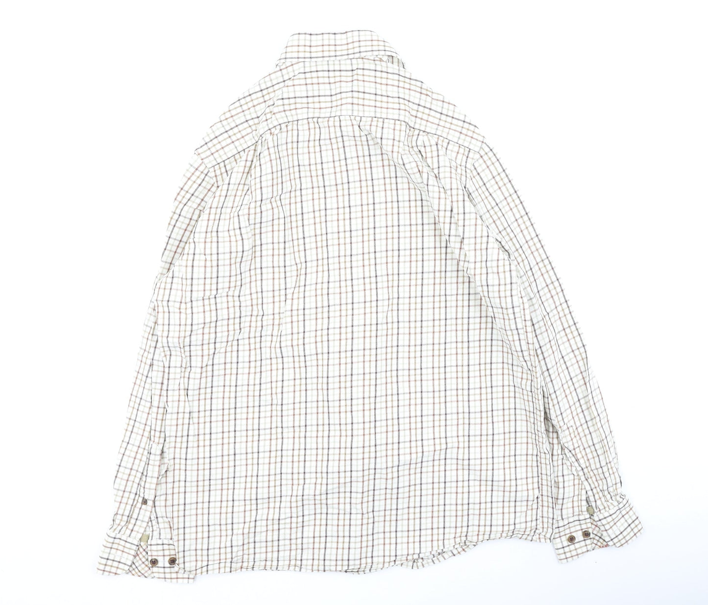 Double TWO Mens Beige Plaid Cotton  Polo Size 40 Collared