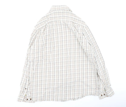 Double TWO Mens Beige Plaid Cotton  Polo Size 40 Collared