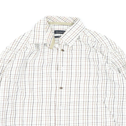 Double TWO Mens Beige Plaid Cotton  Polo Size 40 Collared