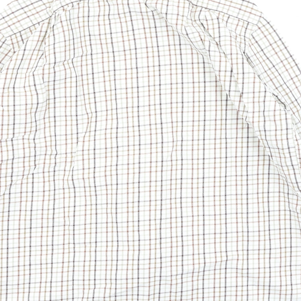 Double TWO Mens Beige Plaid Cotton  Polo Size 40 Collared