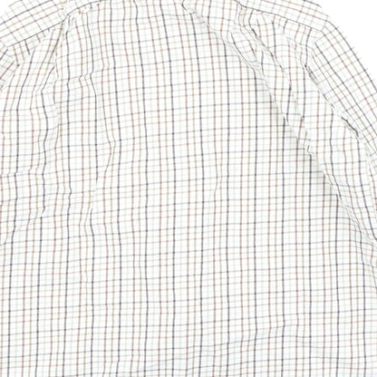 Double TWO Mens Beige Plaid Cotton  Polo Size 40 Collared