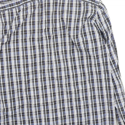 Oakman Mens Blue Plaid Cotton  Polo Size L Collared