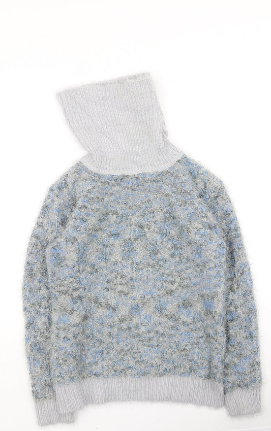 Just elegance Womens Multicoloured High Neck  Polyester Pullover Jumper Size S