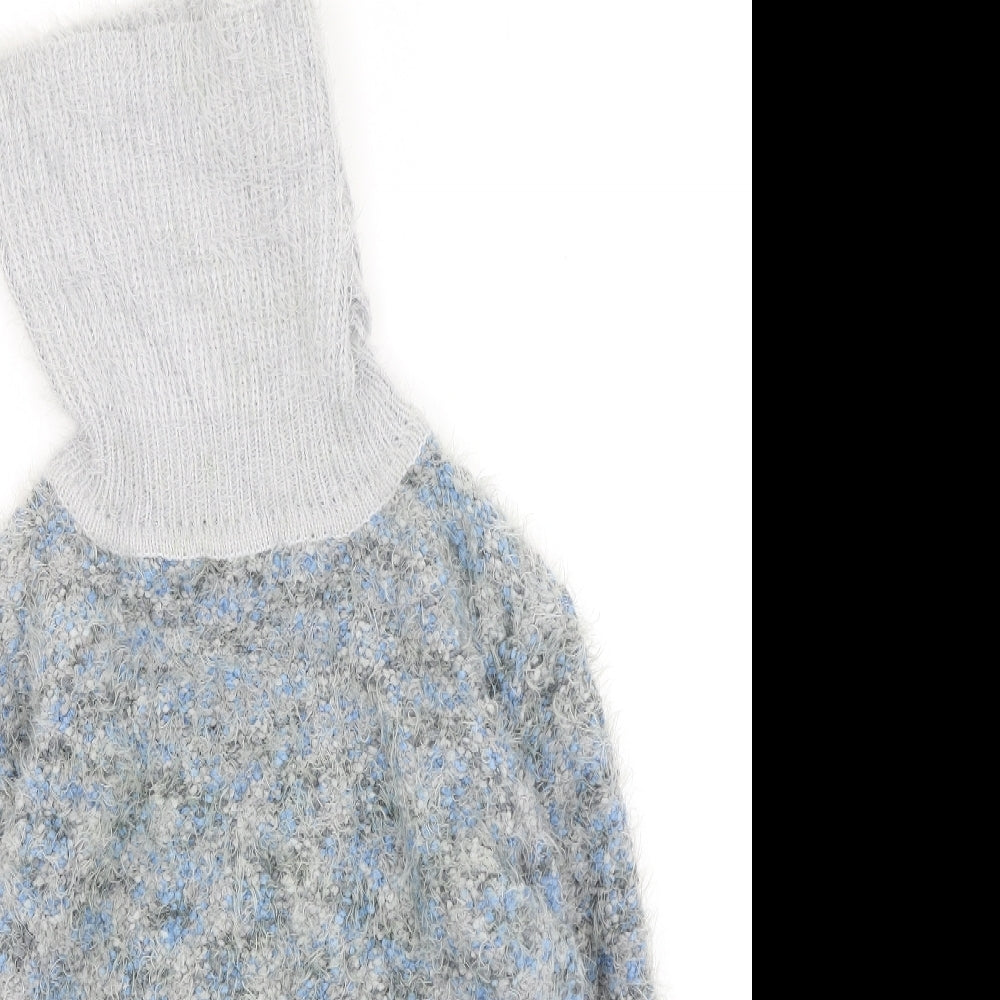 Just elegance Womens Multicoloured High Neck  Polyester Pullover Jumper Size S