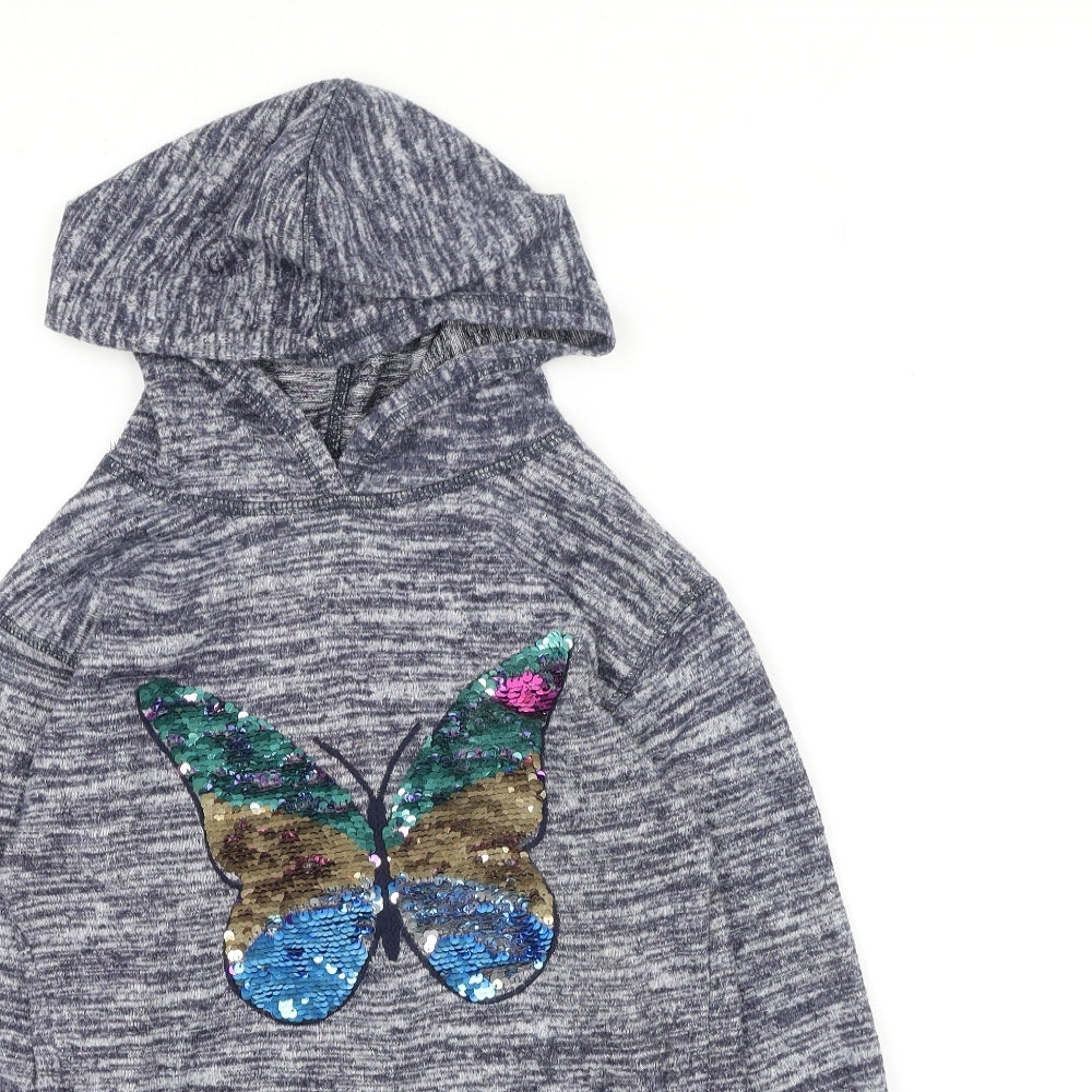 Debenhams Girls Blue  Polyester Pullover Hoodie Size 11-12 Years   - Butterflies