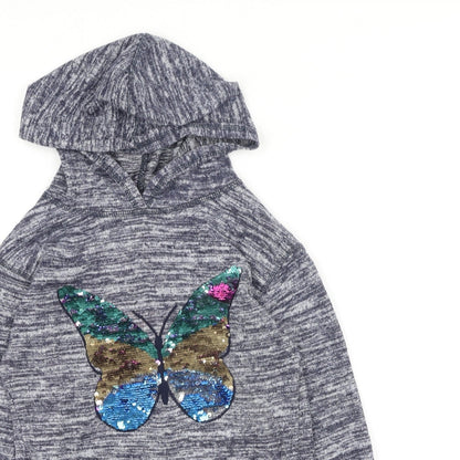 Debenhams Girls Blue  Polyester Pullover Hoodie Size 11-12 Years   - Butterflies
