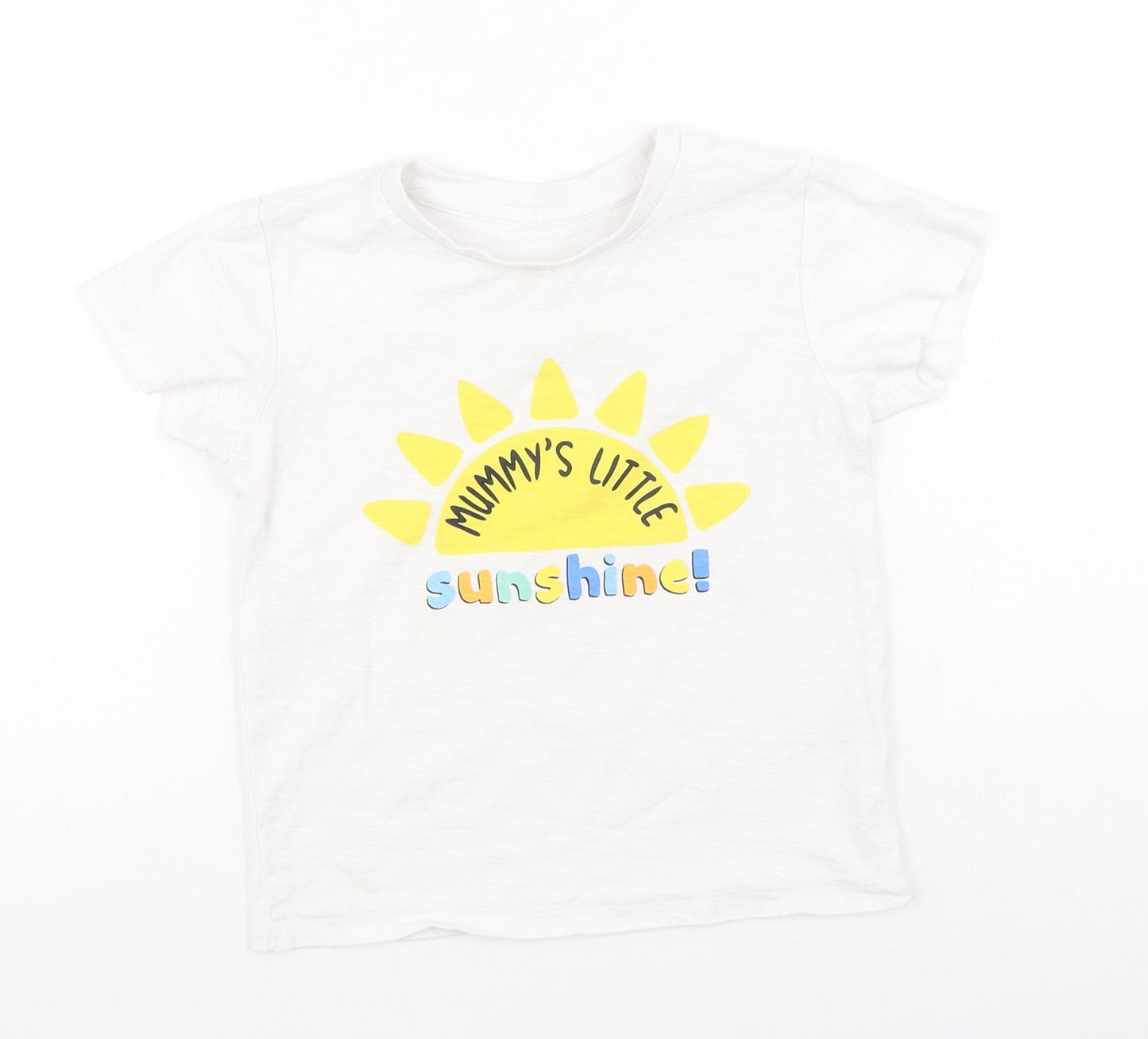 Preworn Girls White  Cotton Basic Casual Size 2-3 Years Round Neck