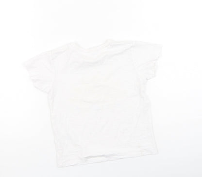 Preworn Girls White  Cotton Basic Casual Size 2-3 Years Round Neck