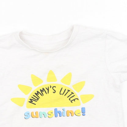 Preworn Girls White  Cotton Basic Casual Size 2-3 Years Round Neck