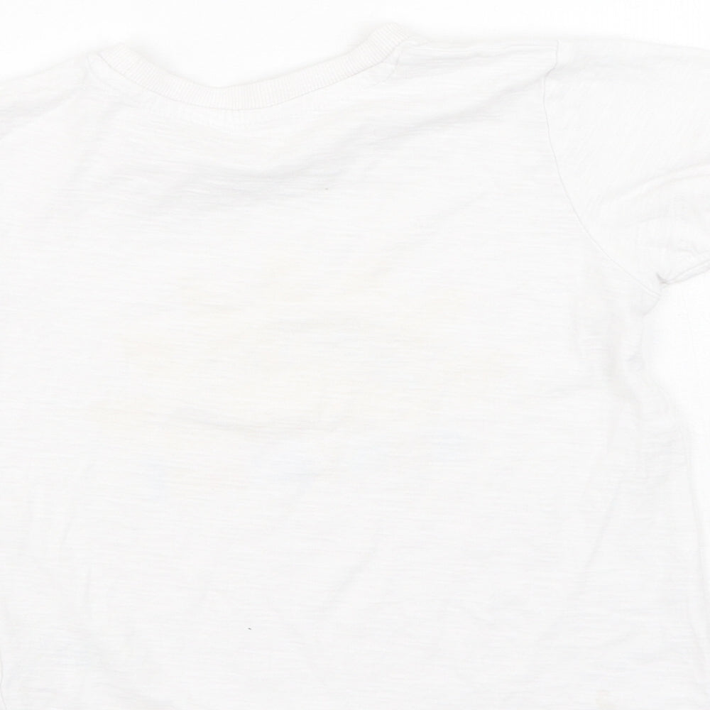Preworn Girls White  Cotton Basic Casual Size 2-3 Years Round Neck
