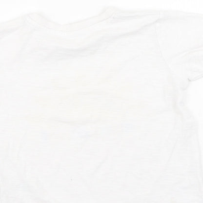 Preworn Girls White  Cotton Basic Casual Size 2-3 Years Round Neck