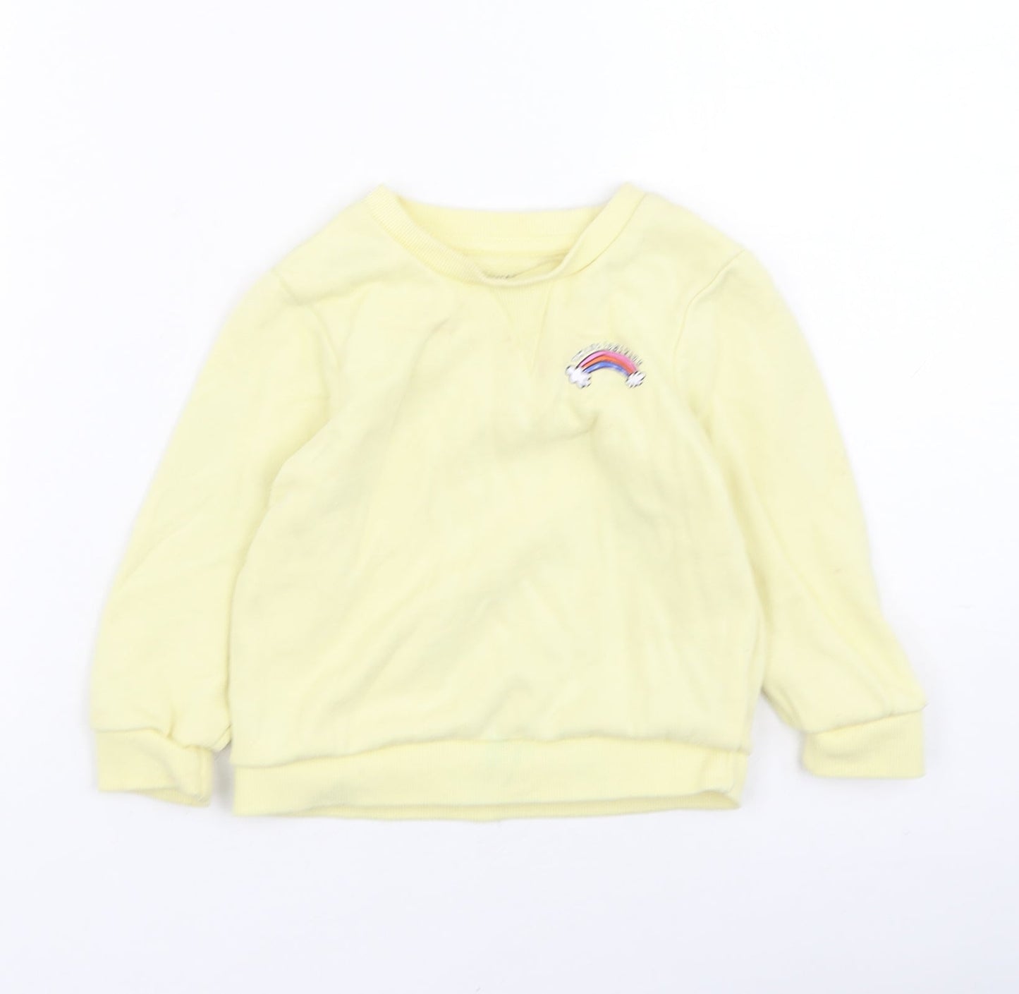 Primark  Girls Yellow  Cotton Pullover Jumper Size 24 Months   - Rainbow