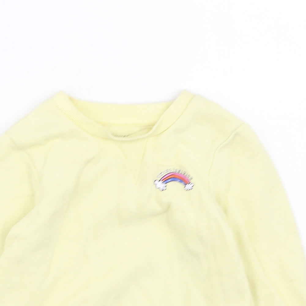 Primark  Girls Yellow  Cotton Pullover Jumper Size 24 Months   - Rainbow