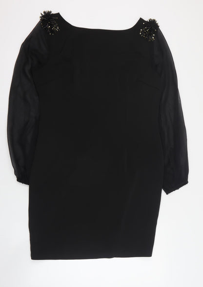 Miusol Womens Black  Acrylic Mini  Size XL  Square Neck Zip