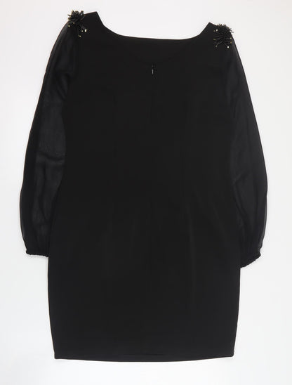 Miusol Womens Black  Acrylic Mini  Size XL  Square Neck Zip