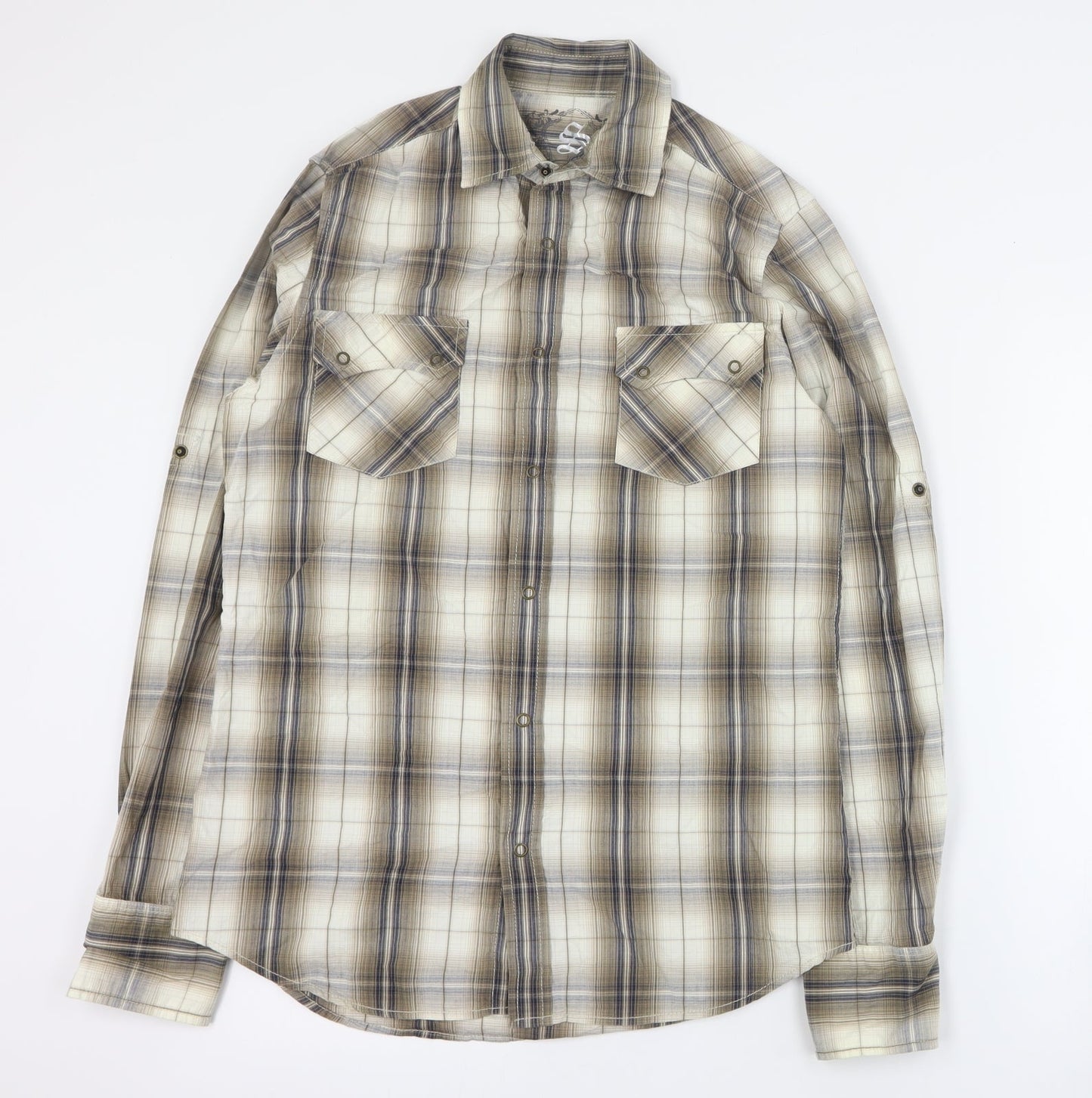 Mens UK Size S Cedarwood State Brown  Button-Up Long Sleeve Casual Shirt