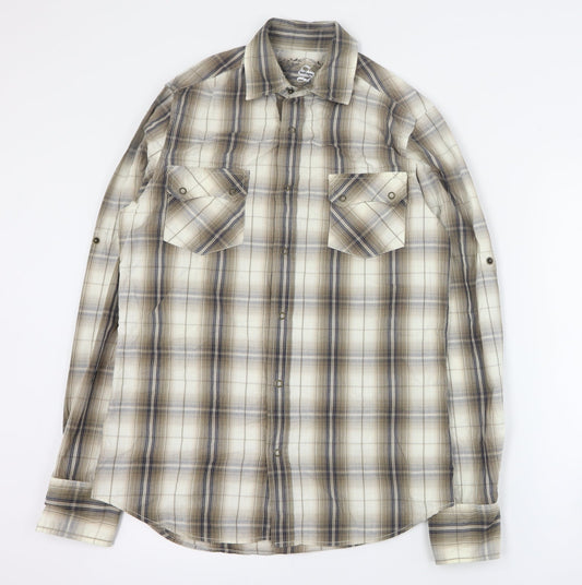 Mens UK Size S Cedarwood State Brown  Button-Up Long Sleeve Casual Shirt