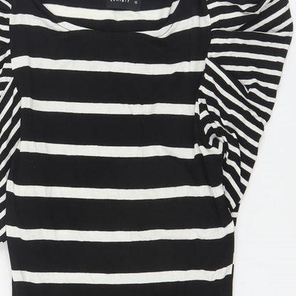 Exhibit Womens Black Striped Viscose Bodycon  Size 10  Round Neck Pullover