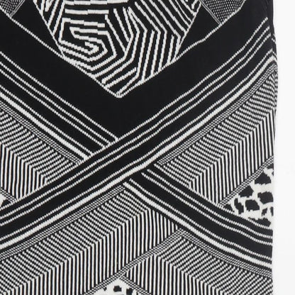 Limited Womens Black Geometric Acrylic Jumper Dress  Size 14  V-Neck Pullover