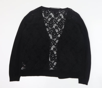 Primark Womens Black V-Neck  Acrylic Cardigan Jumper Size M