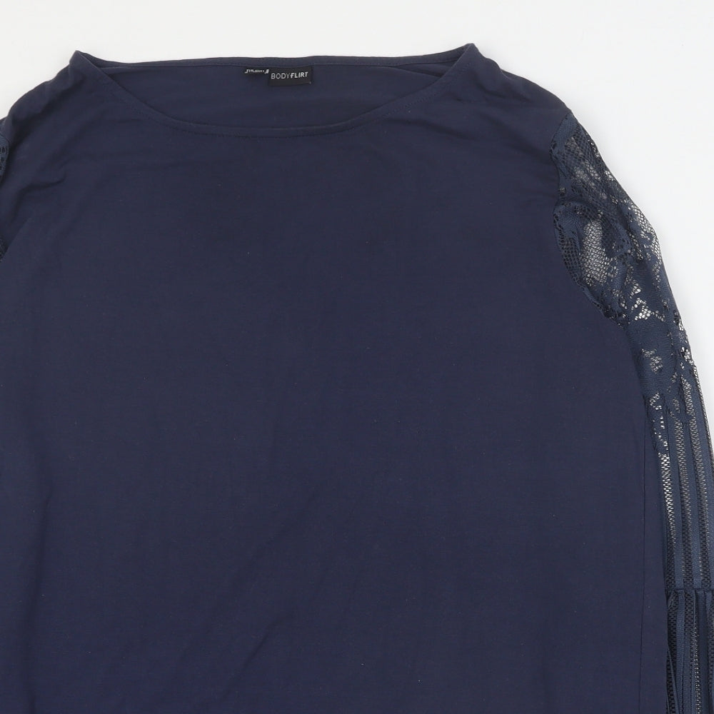 Womens UK Size M Body Flirt Blue Basic T-Shirt