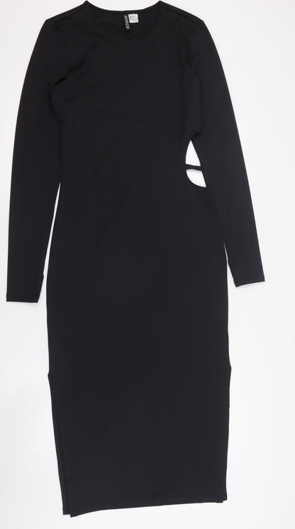H&M Womens Black  Polyester Bodycon  Size M  Round Neck Pullover