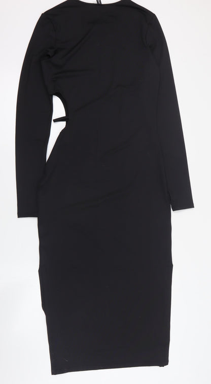H&M Womens Black  Polyester Bodycon  Size M  Round Neck Pullover