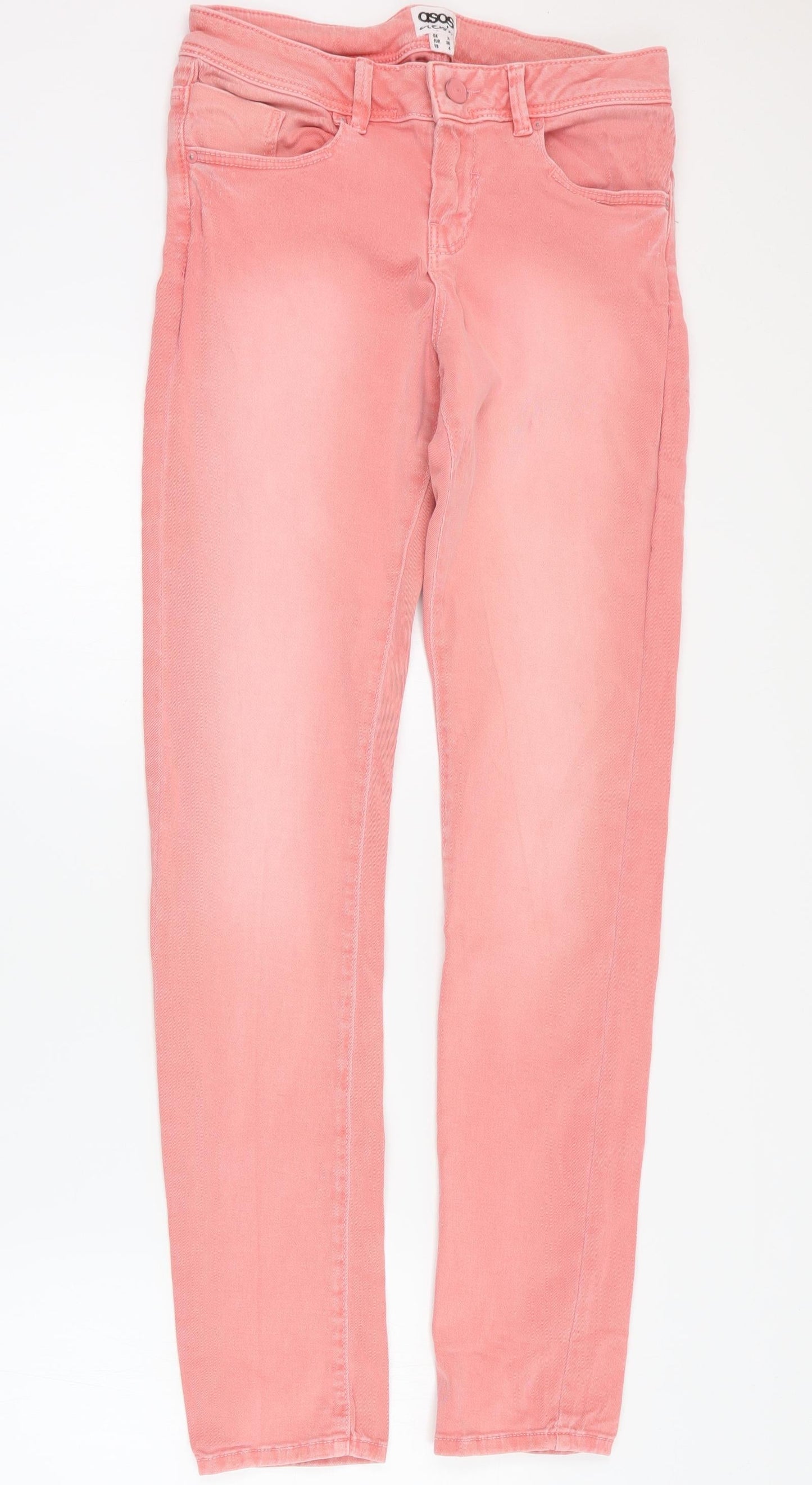 ASOS Womens Pink  Cotton Skinny Jeans Size 8 L30 in Regular Zip