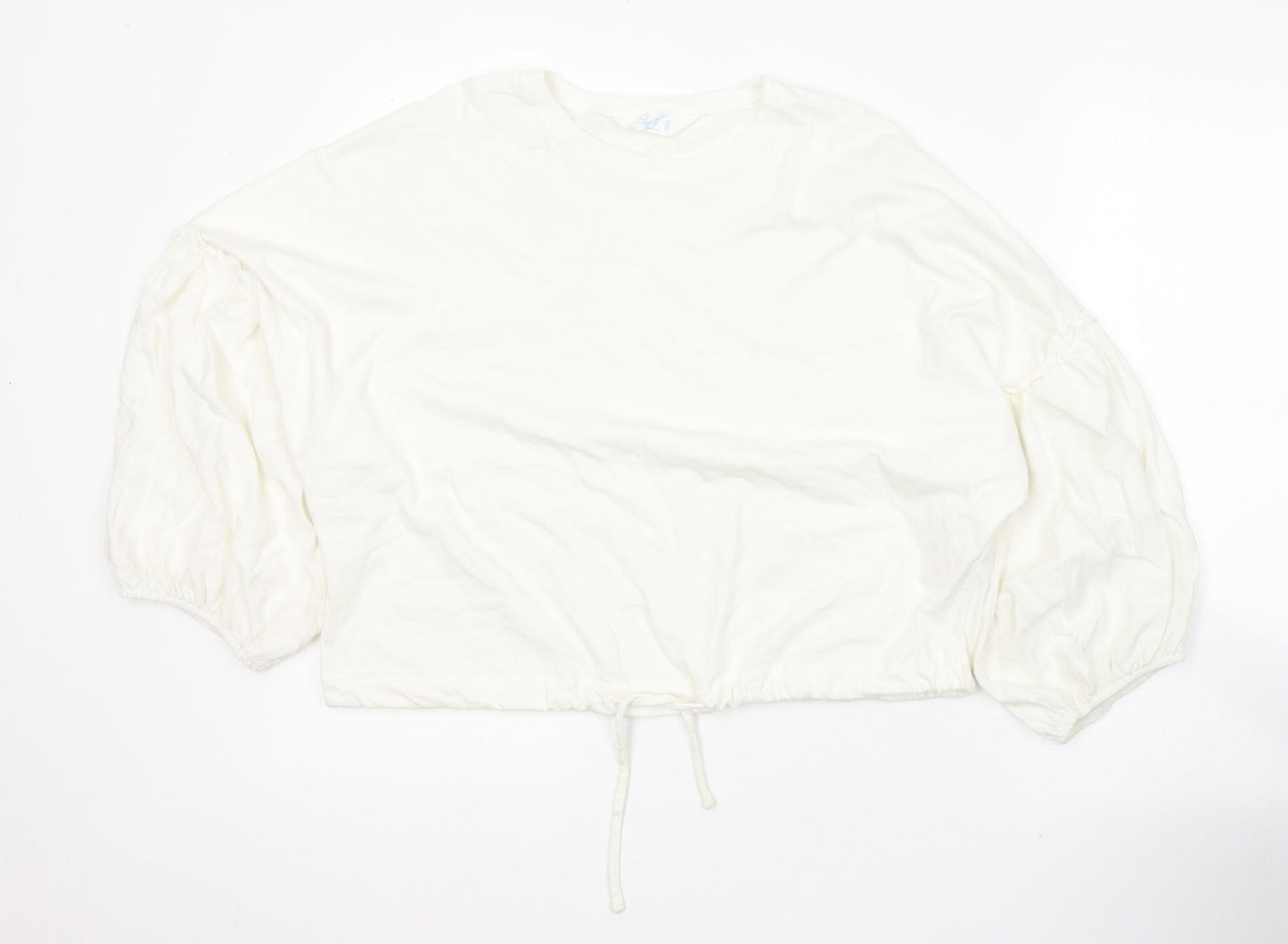 Primark Womens White  Cotton Basic T-Shirt Size 14 Round Neck