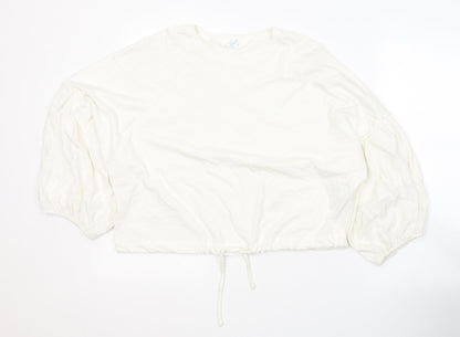 Primark Womens White  Cotton Basic T-Shirt Size 14 Round Neck