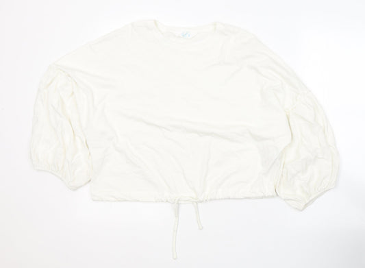 Primark Womens White  Cotton Basic T-Shirt Size 14 Round Neck