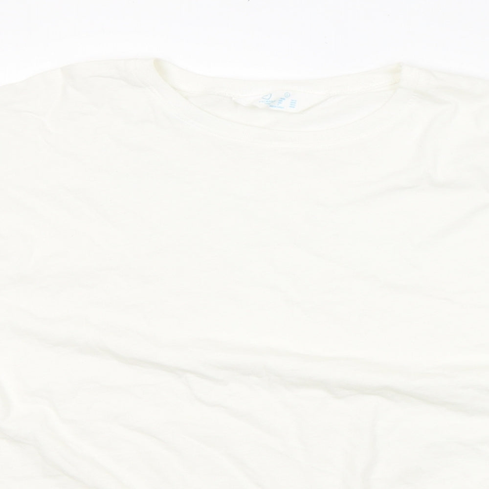 Primark Womens White  Cotton Basic T-Shirt Size 14 Round Neck