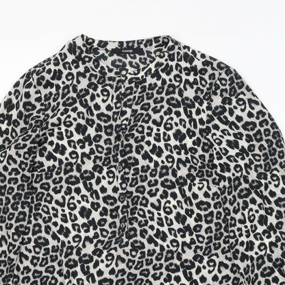 George Womens Grey Animal Print Polyester Tunic Blouse Size 10 V-Neck