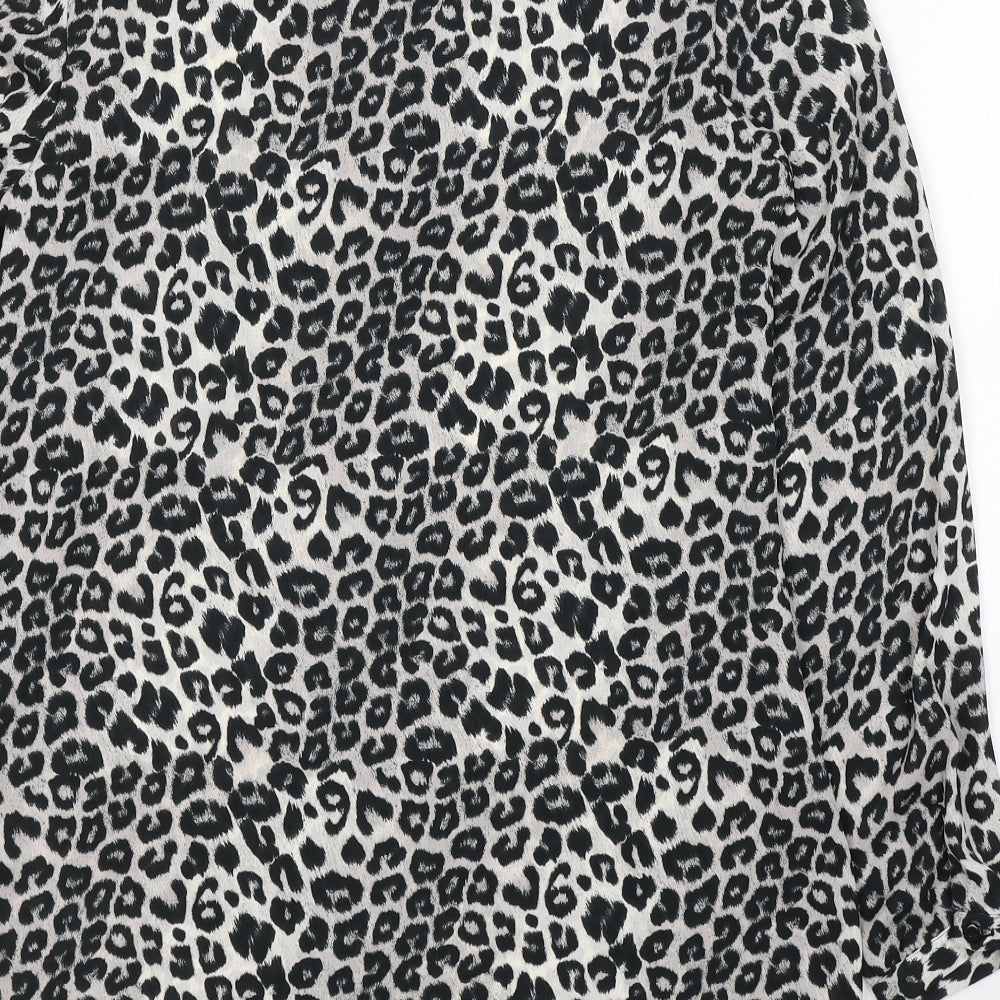 George Womens Grey Animal Print Polyester Tunic Blouse Size 10 V-Neck