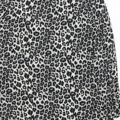 George Womens Grey Animal Print Polyester Tunic Blouse Size 10 V-Neck