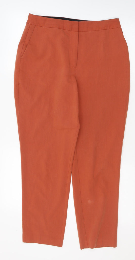 Topshop Womens Orange  Polyester Trousers  Size 12 L27 in Regular Button