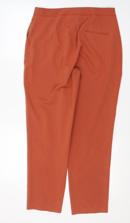 Topshop Womens Orange  Polyester Trousers  Size 12 L27 in Regular Button