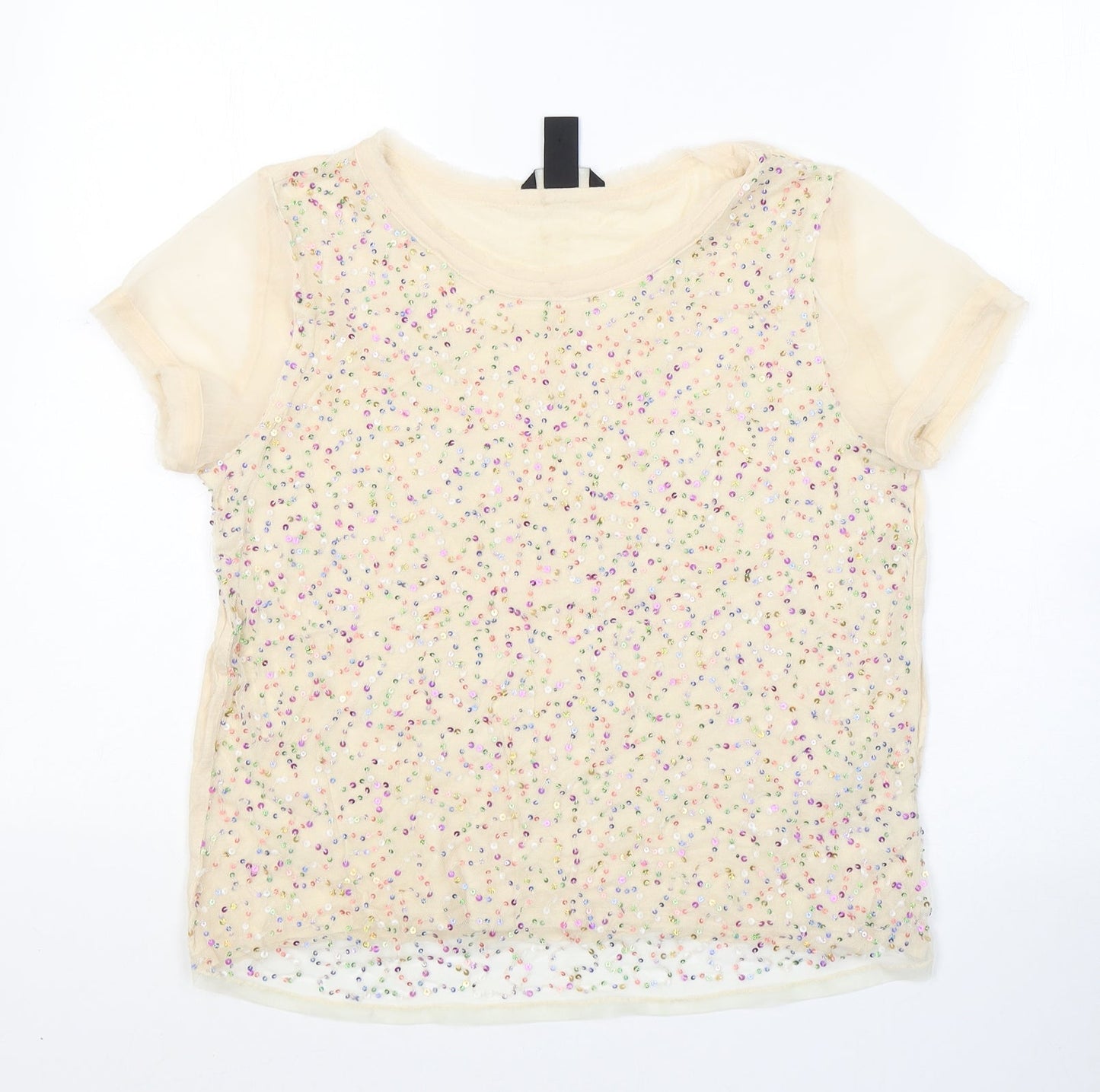 Womens UK Size XS H&M Beige Basic T-Shirt