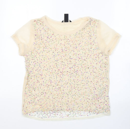 Womens UK Size XS H&M Beige Basic T-Shirt