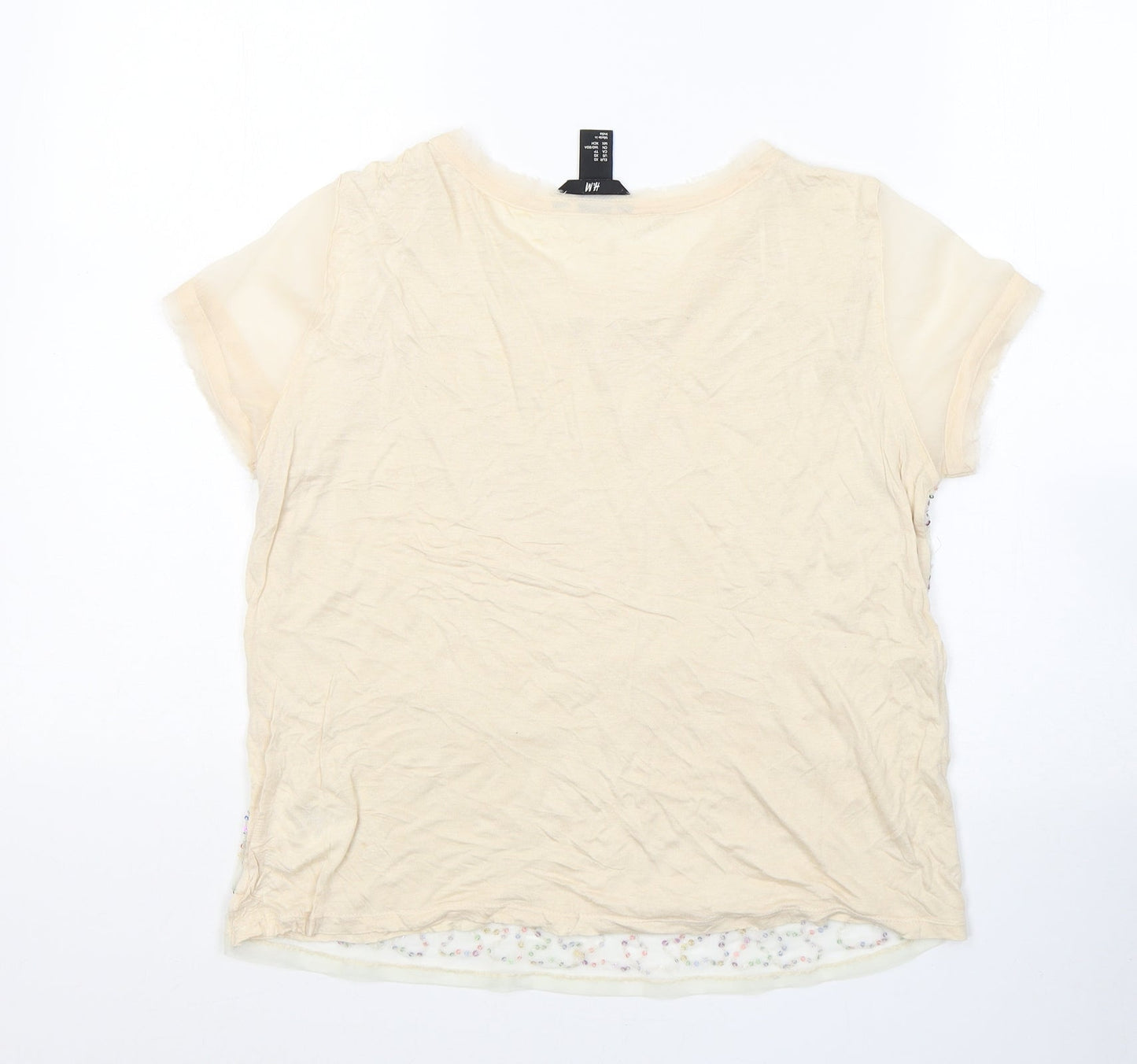 Womens UK Size XS H&M Beige Basic T-Shirt