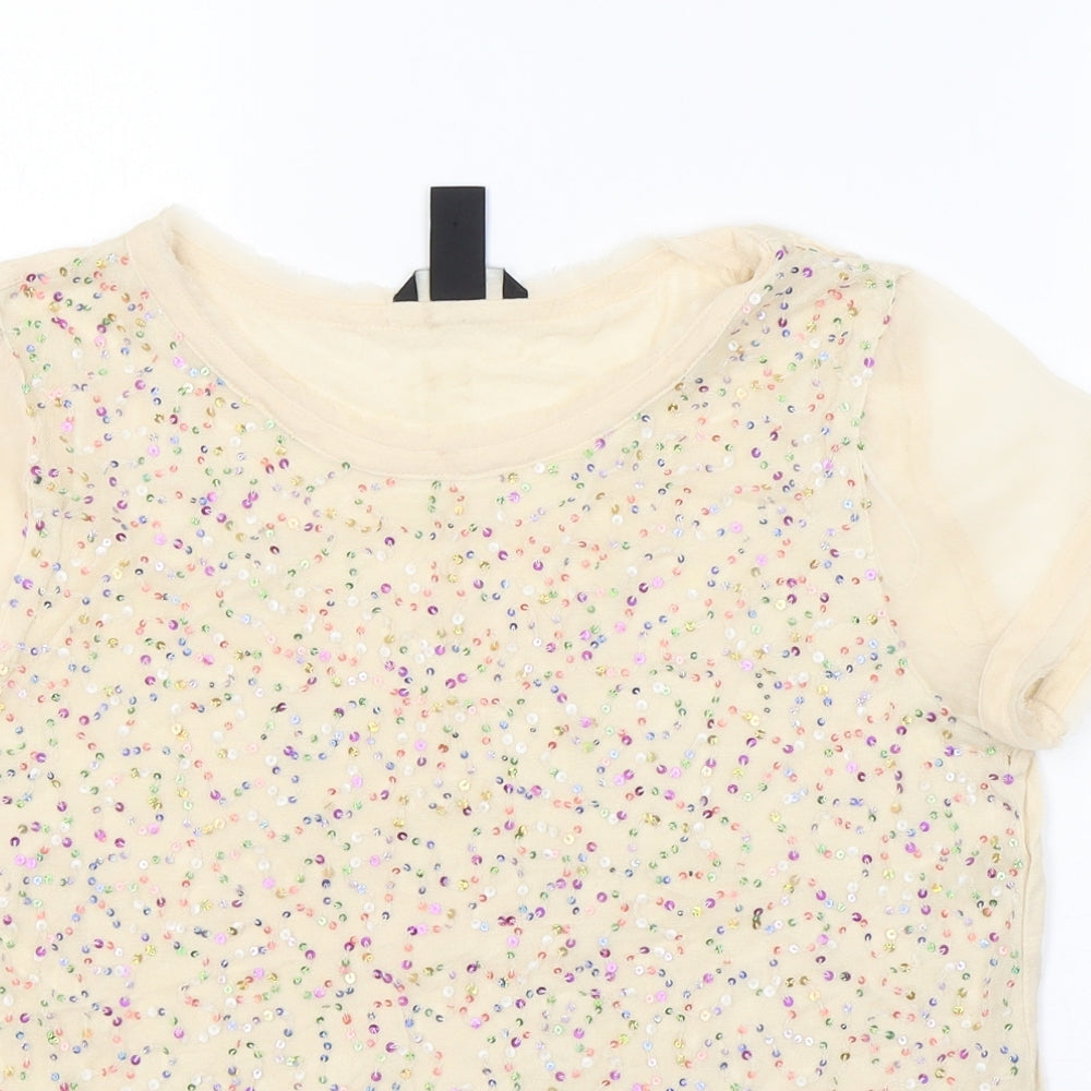 Womens UK Size XS H&M Beige Basic T-Shirt
