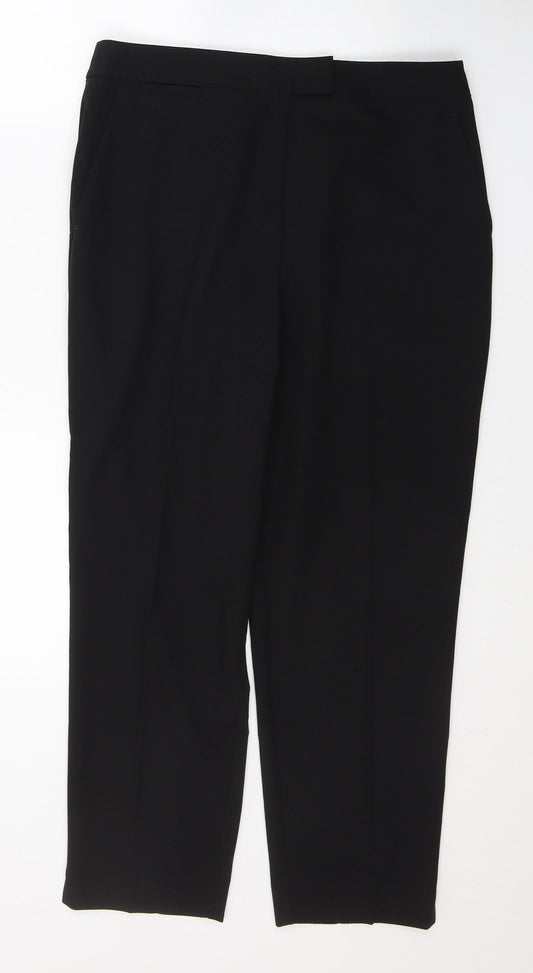 Topshop Womens Black  Polyester Trousers  Size 12 L25 in Regular Button