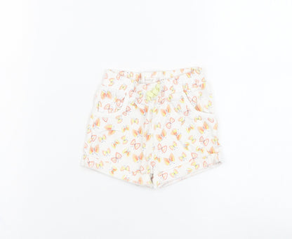 M&Co Girls Ivory  Cotton Cropped Trousers Size 6-9 Months  Pullover - Butterfly