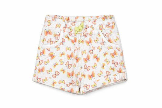 M&Co Girls Ivory  Cotton Cropped Trousers Size 6-9 Months  Pullover - Butterfly