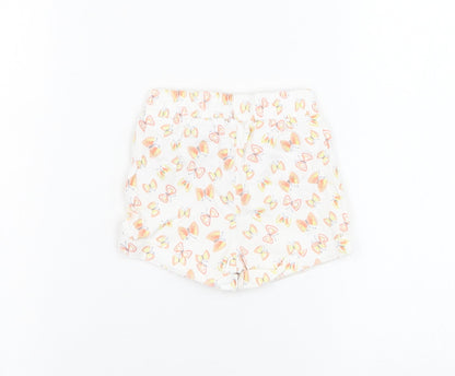 M&Co Girls Ivory  Cotton Cropped Trousers Size 6-9 Months  Pullover - Butterfly