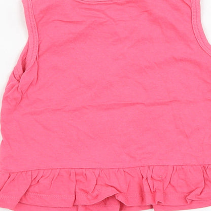 Primark Girls Pink  Cotton Basic Tank Size 12-18 Months Round Neck Pullover - Smile