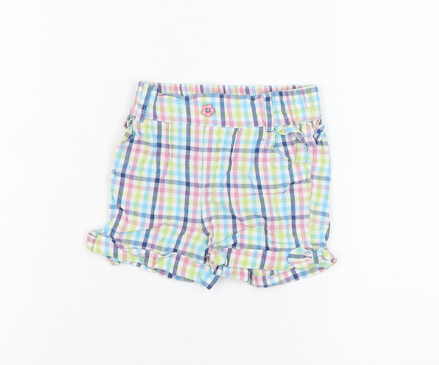 M&Co Girls Ivory Check Cotton Cropped Trousers Size 9-12 Months  Pullover