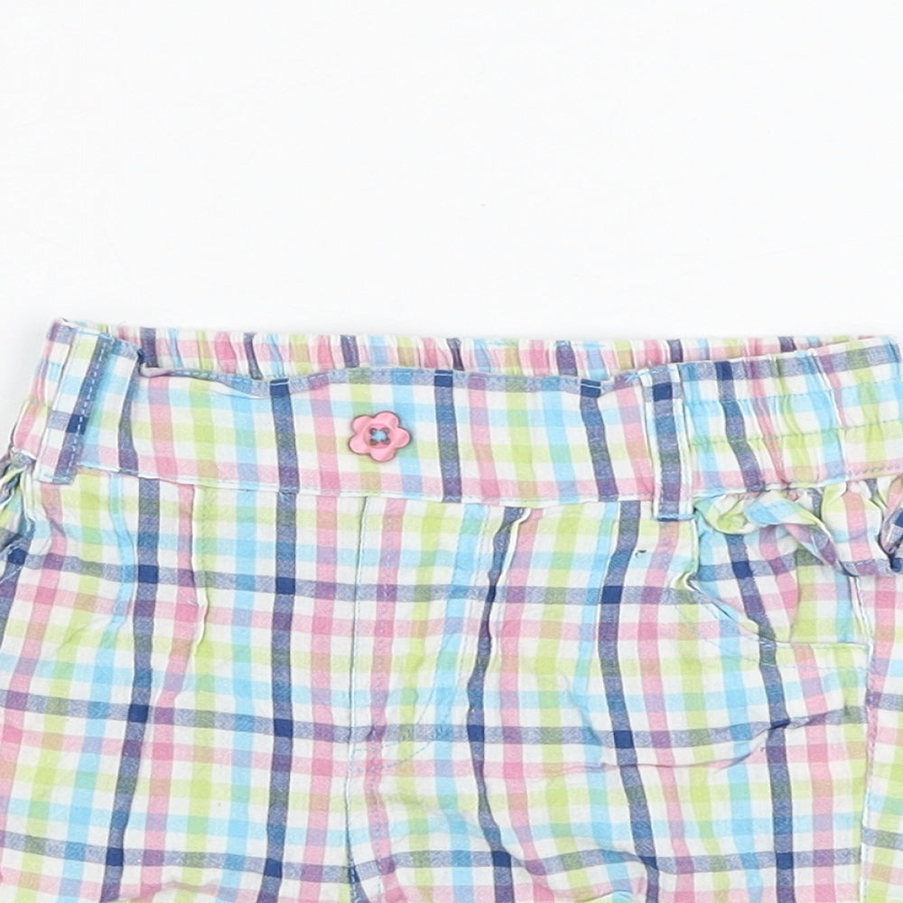 M&Co Girls Ivory Check Cotton Cropped Trousers Size 9-12 Months  Pullover